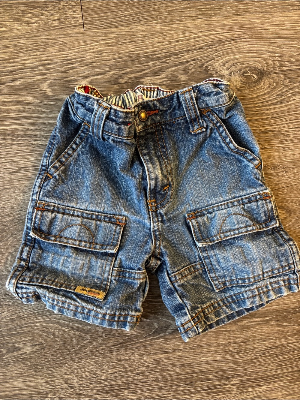 Classic Denim Cargo Shorts for Baby - Blue